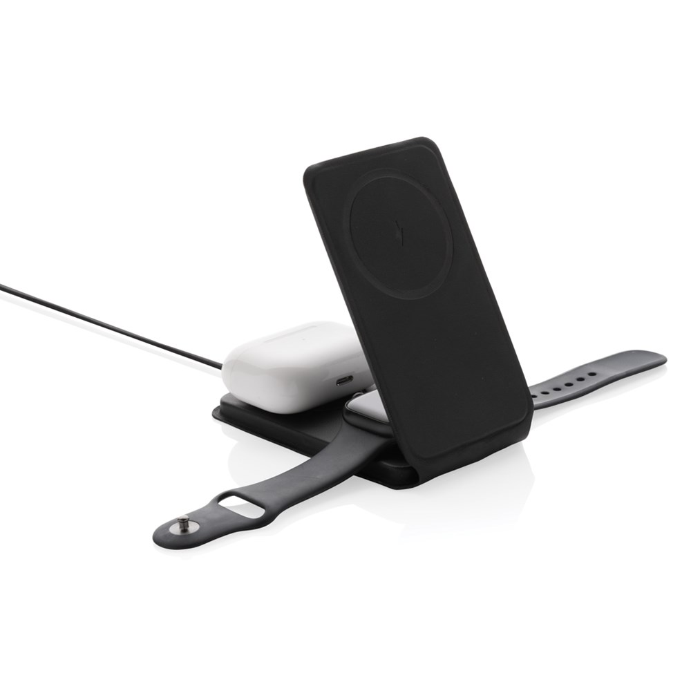 Swiss Peak 15W 3-in-1 magnetischer Wireles Charger aus rPU