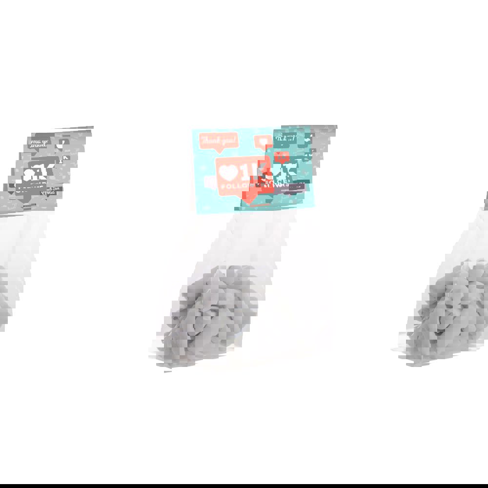 Blockbeutel mit Kopfkarte und 50 g Süssigkeiten