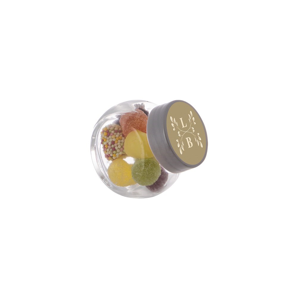 Mikro Glas 50 ml gefüllt mit Süßigkeiten - Transparent/Silber