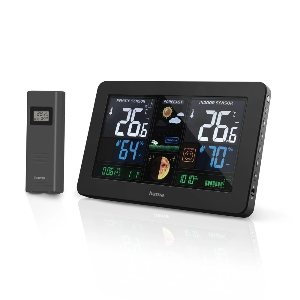 Hama "Premium" Weather Station with LED Colour Display- Schwarz