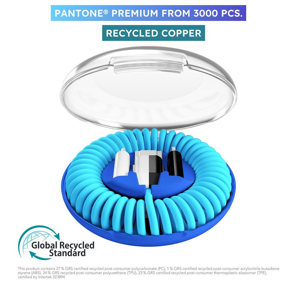 allroundo® eco - Das nachhaltige All-in-One Lade- und Datenkabel - Weiß - individuelle Pantone (Komplett)